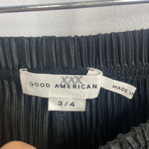 Good American NWT Always Fits Plissé Wide Leg Pants - Black - Size 3/4 - Picture 6 of 14
